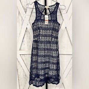 Maison Jules Navy Lace Detail Dress